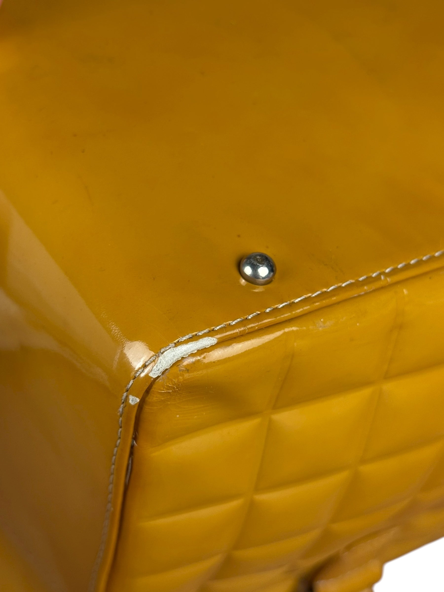 Chanel Vintage Patent Chocolate Bar Bowler Bag