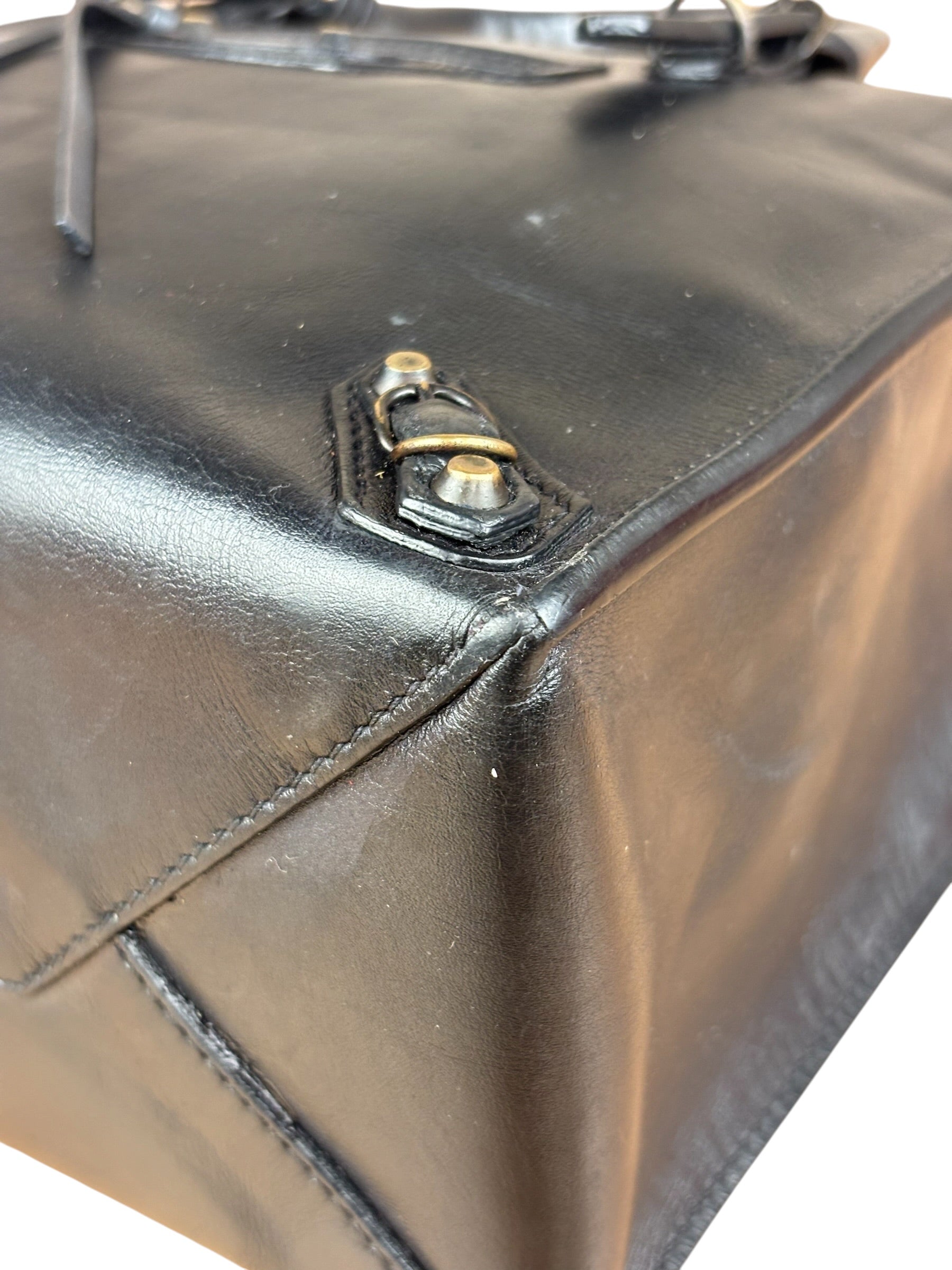 Balenciaga Black Leather papier A4 Tote Bag