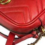 Gucci Red Leather Marmont Small Camera Bag