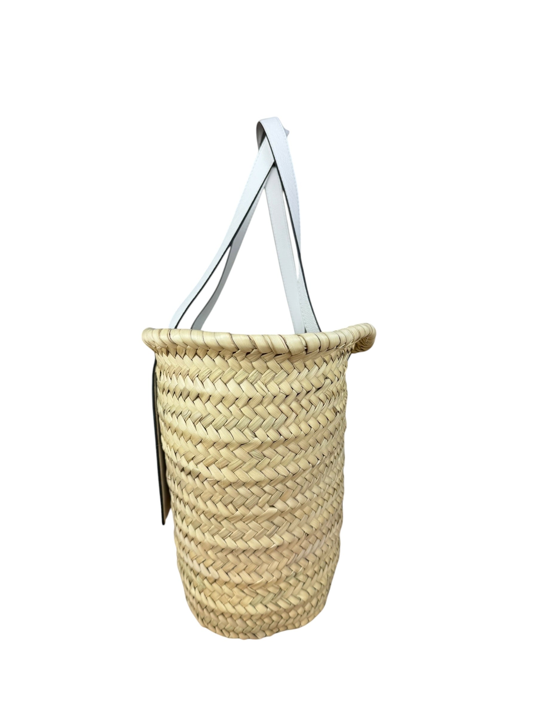 Versace Wicker Woven White Medusa Top Handle Tote