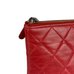 Chanel Vintage Red Leather Classics O-Case Clutch 1992