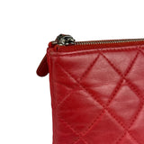 Chanel Vintage Red Leather Classics O-Case Clutch 1992