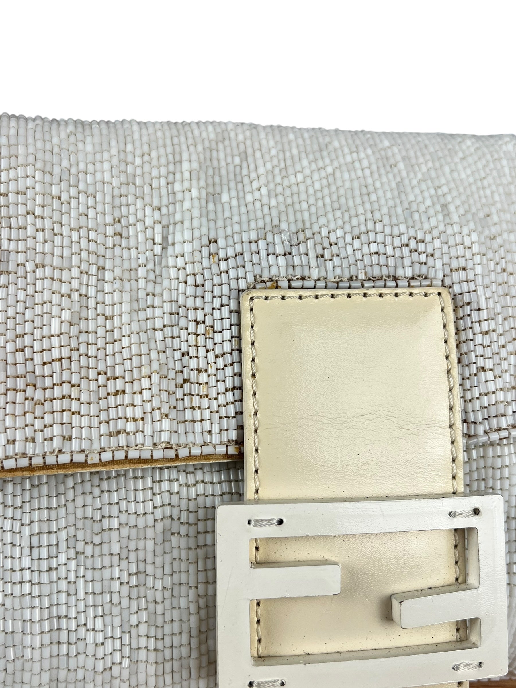 Fendi Vintage Beaded Baguette White