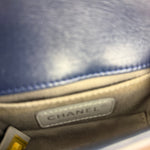 Chanel Blue Velvet Quilted Mini Boy Bag 2012