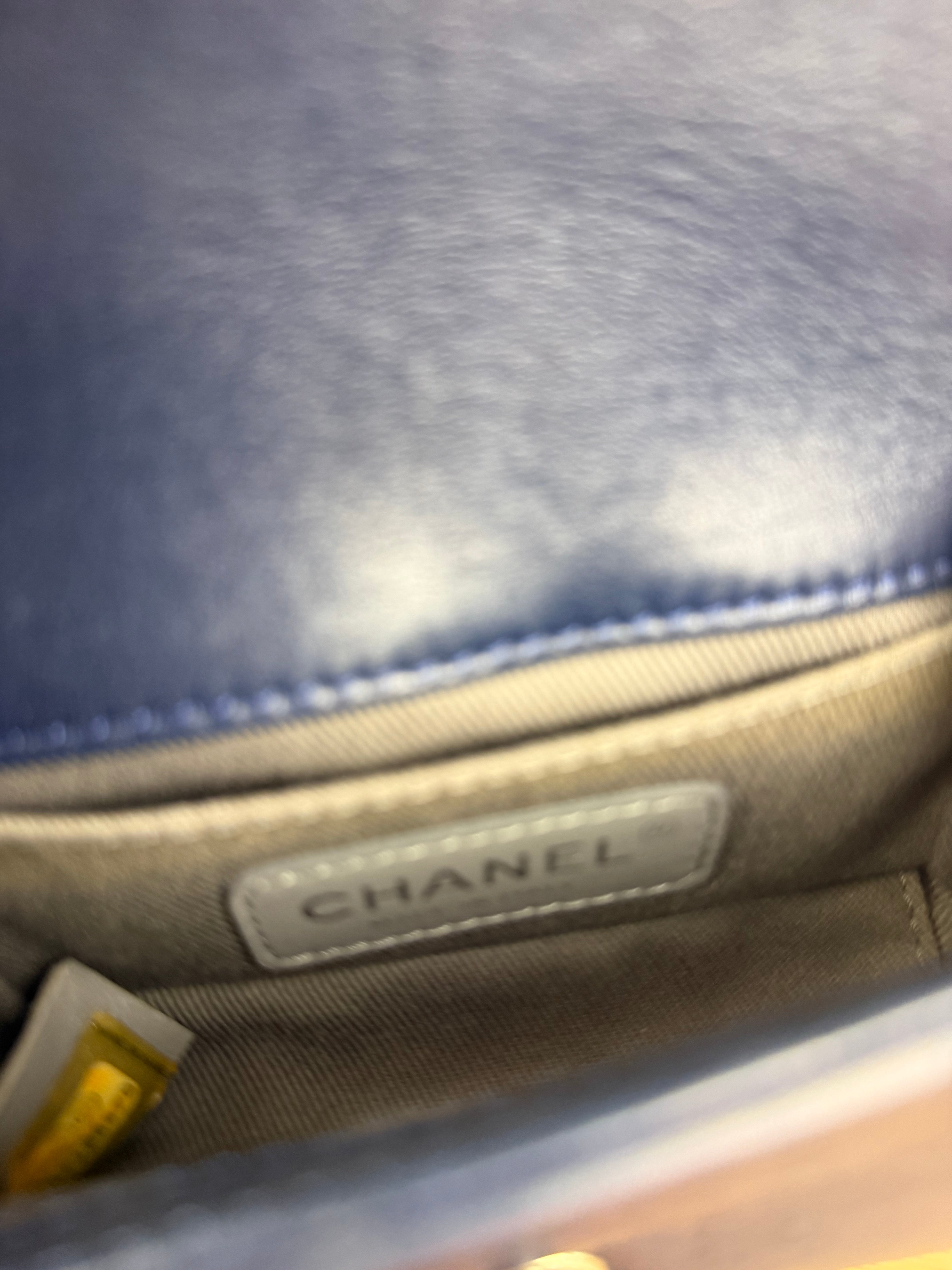 Chanel Blue Velvet Quilted Mini Boy Bag 2012