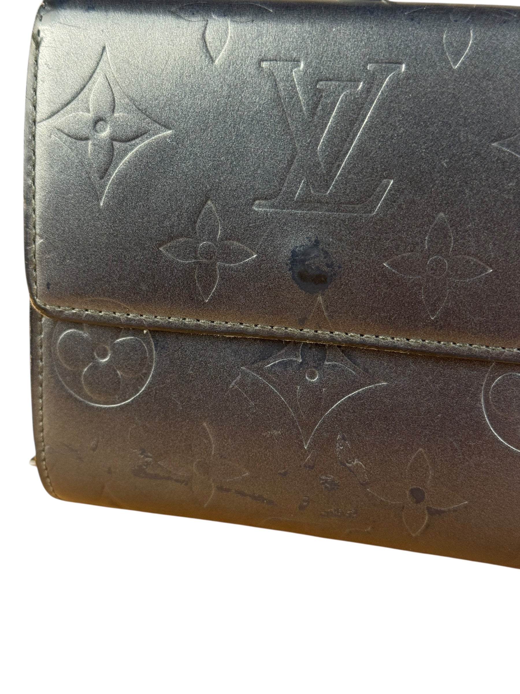 Louis Vuitton Vintage Dark Grey Matte Vernis Wallet
