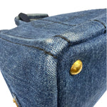Prada Blue Denim Canapa Logo Tote Bag