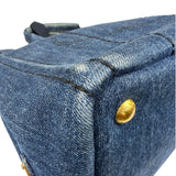 Prada Blue Denim Canapa Logo Tote Bag