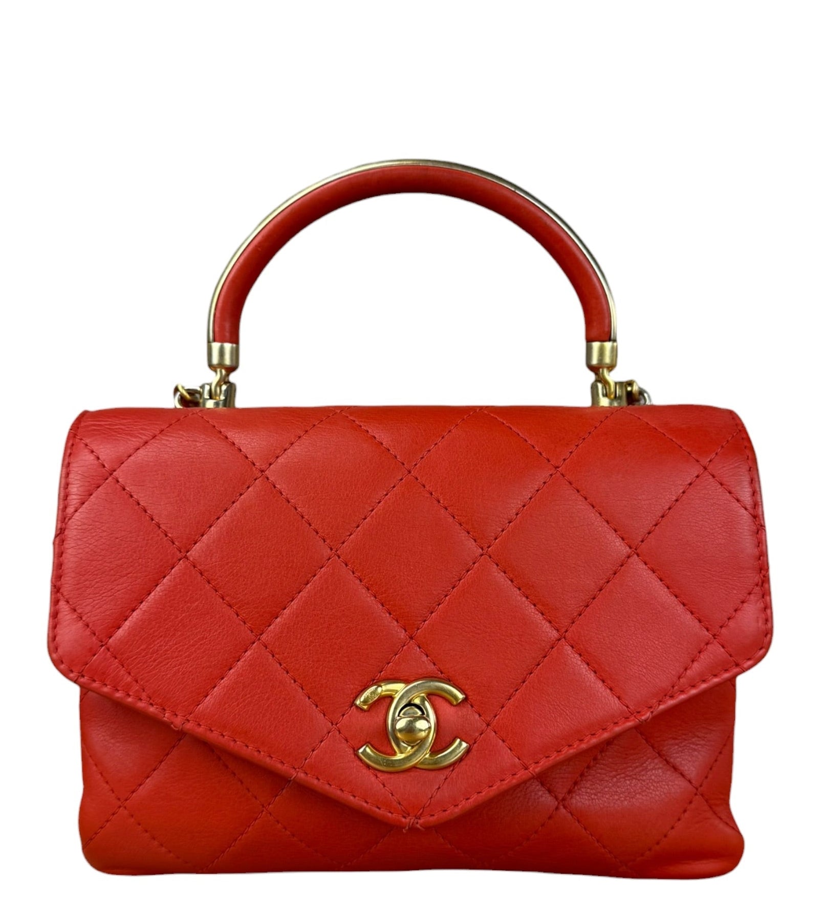 Chanel Red Quilted Coco Handle 2Way Handbag 2019