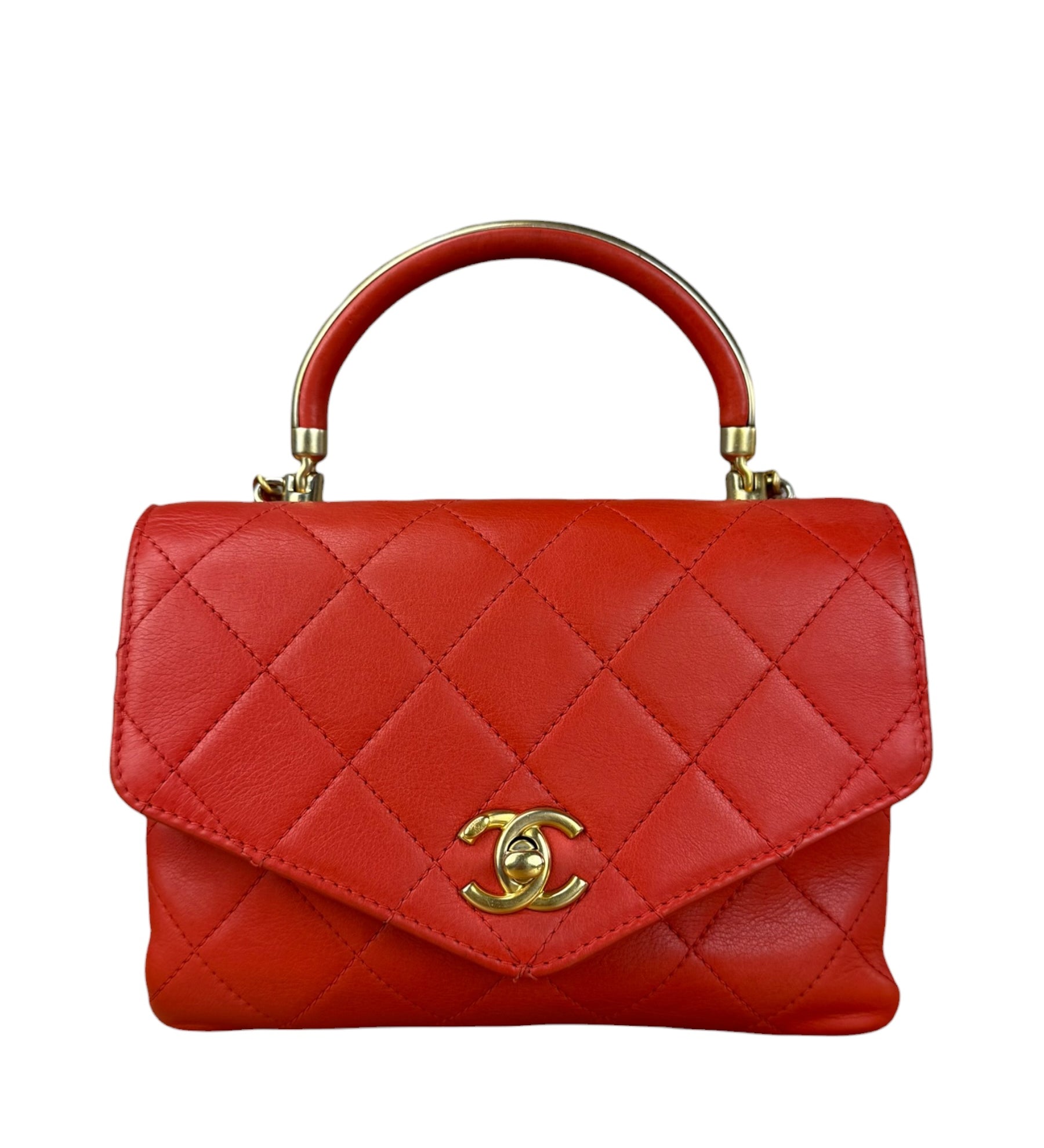 Chanel Red Quilted Coco Handle 2Way Handbag 2019