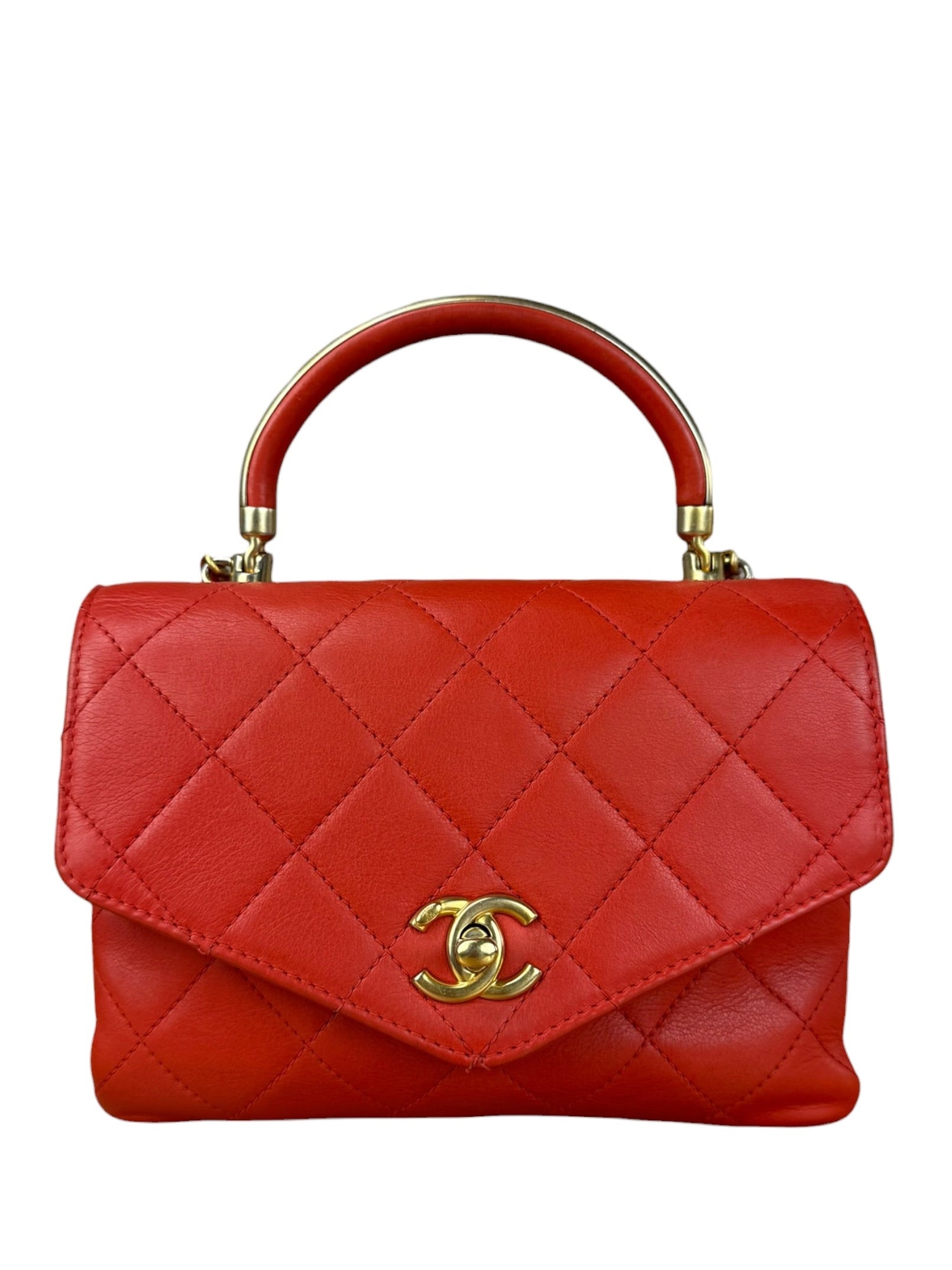 Chanel Red Quilted Coco Handle 2Way Handbag 2019