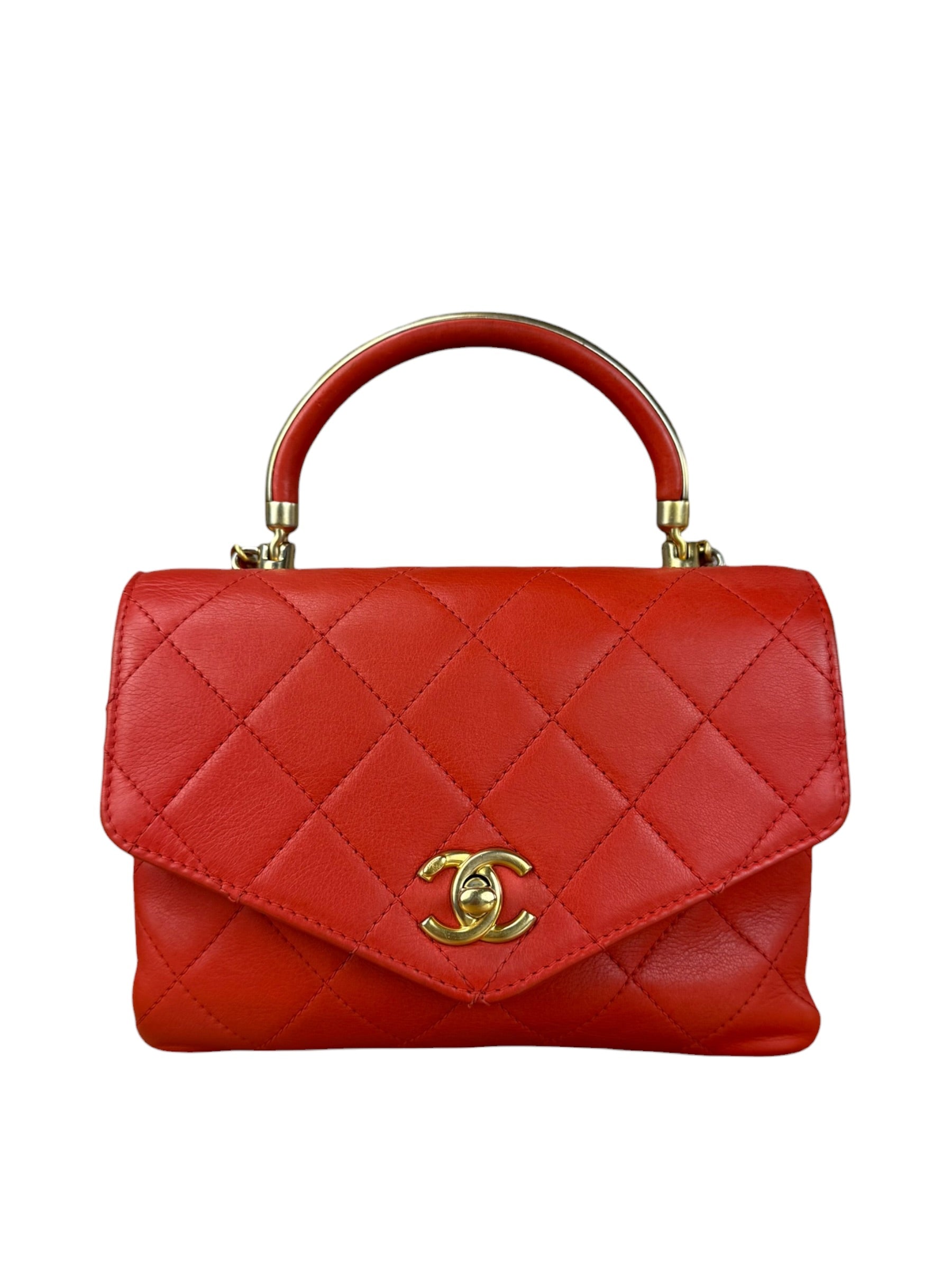 Chanel Red Quilted Coco Handle 2Way Handbag 2019