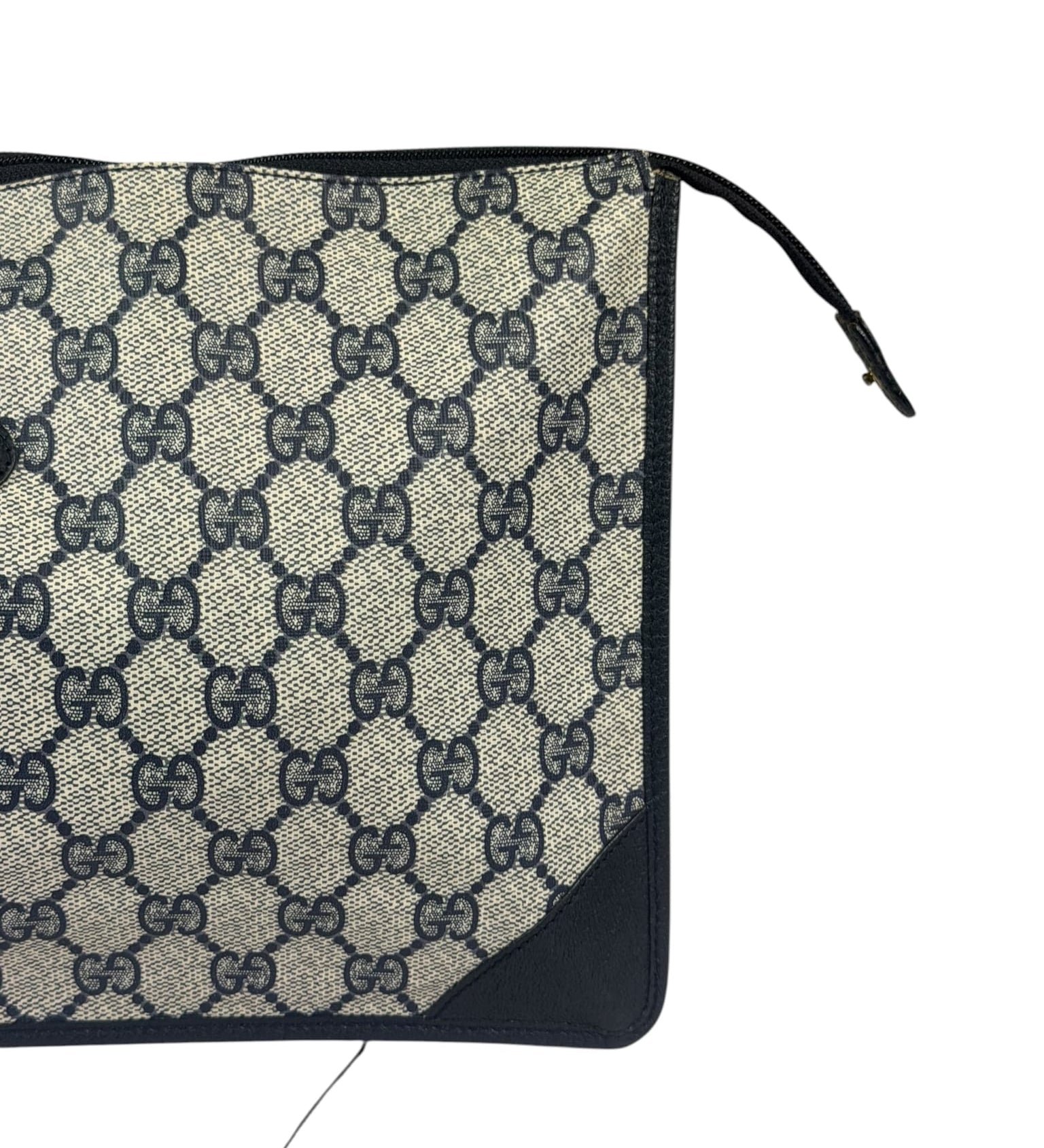 Gucci Vintage GG Coated Canvas Zip Travel Pouch Navy