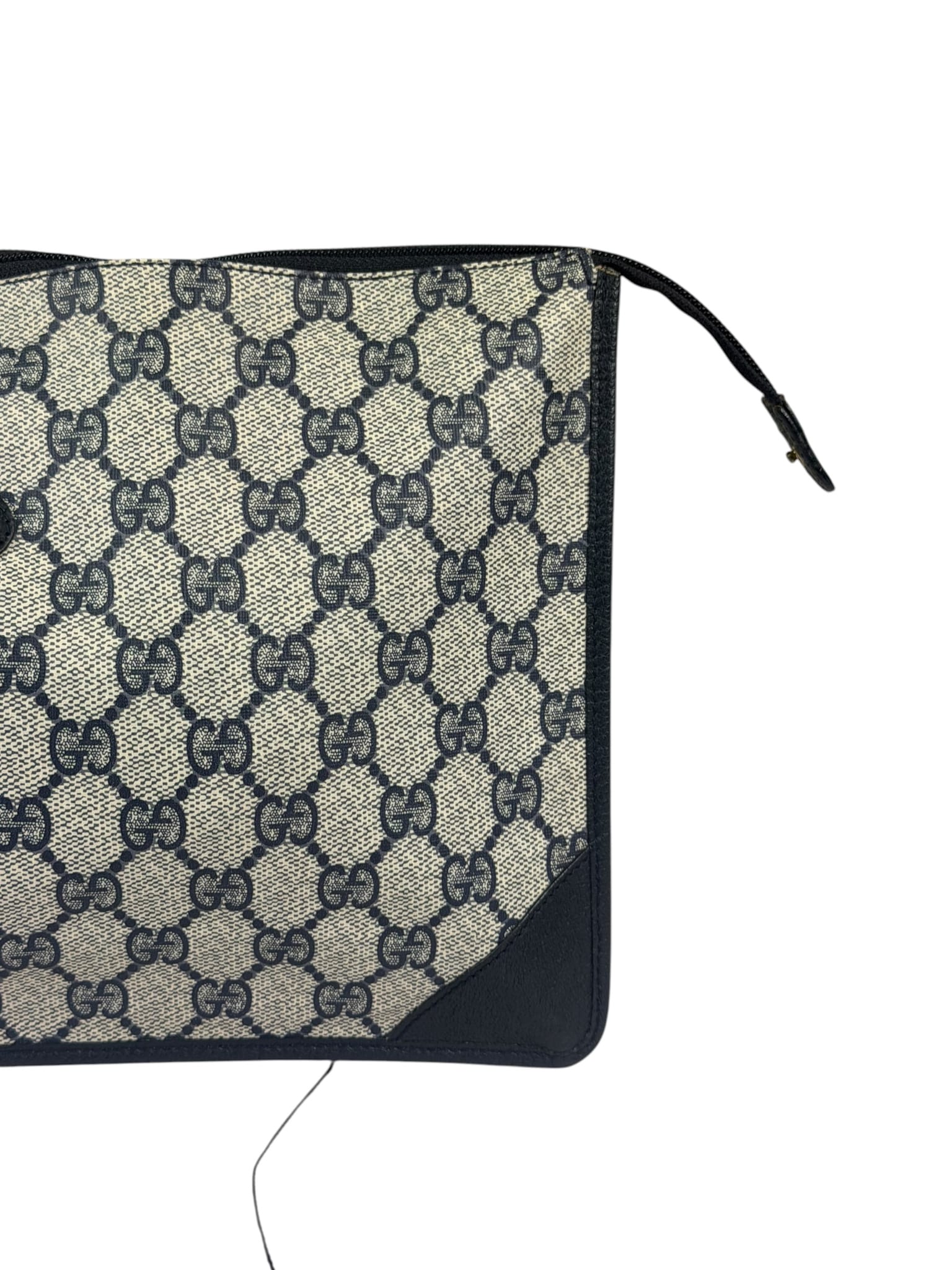 Gucci Vintage GG Coated Canvas Zip Travel Pouch Navy