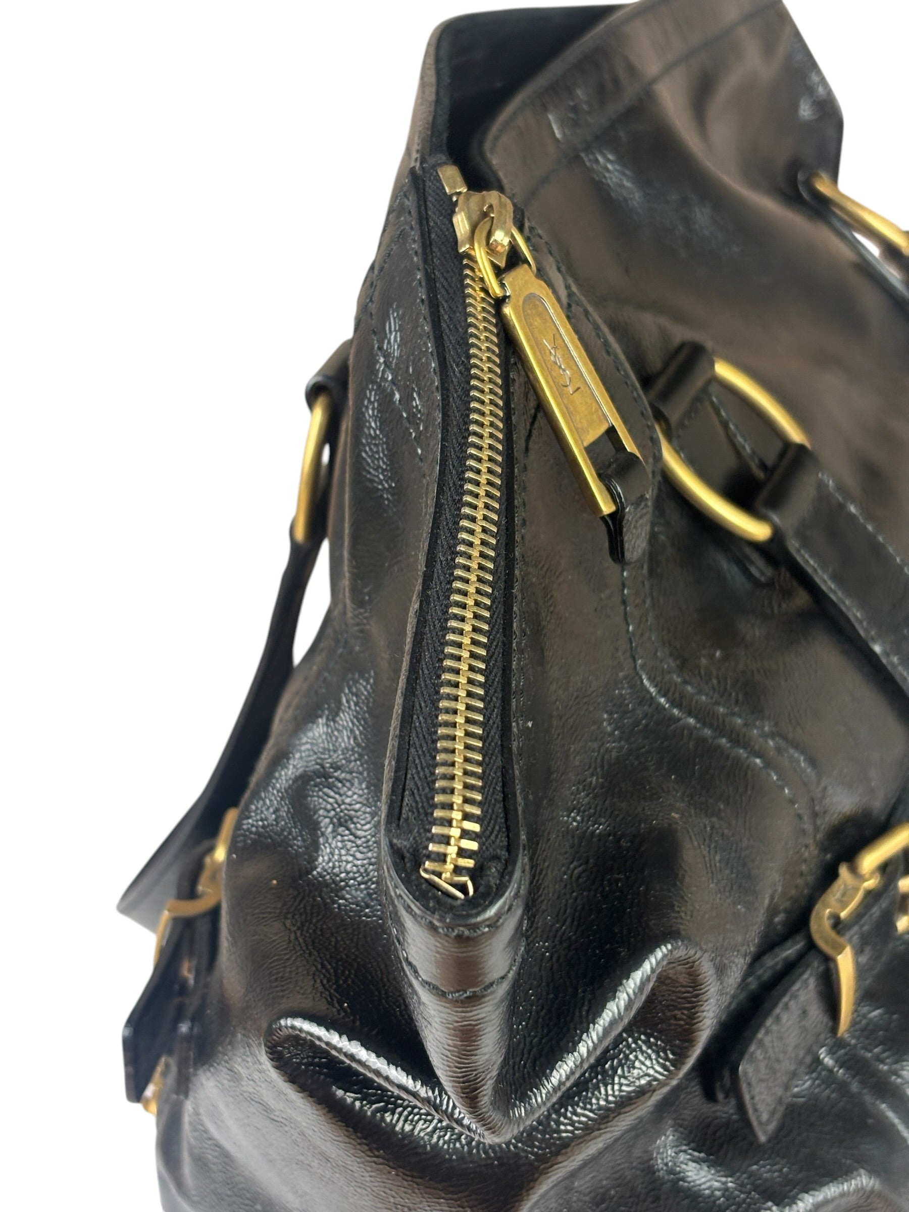 Yves Saint Laurent Black Patent Leather Downtown Tote