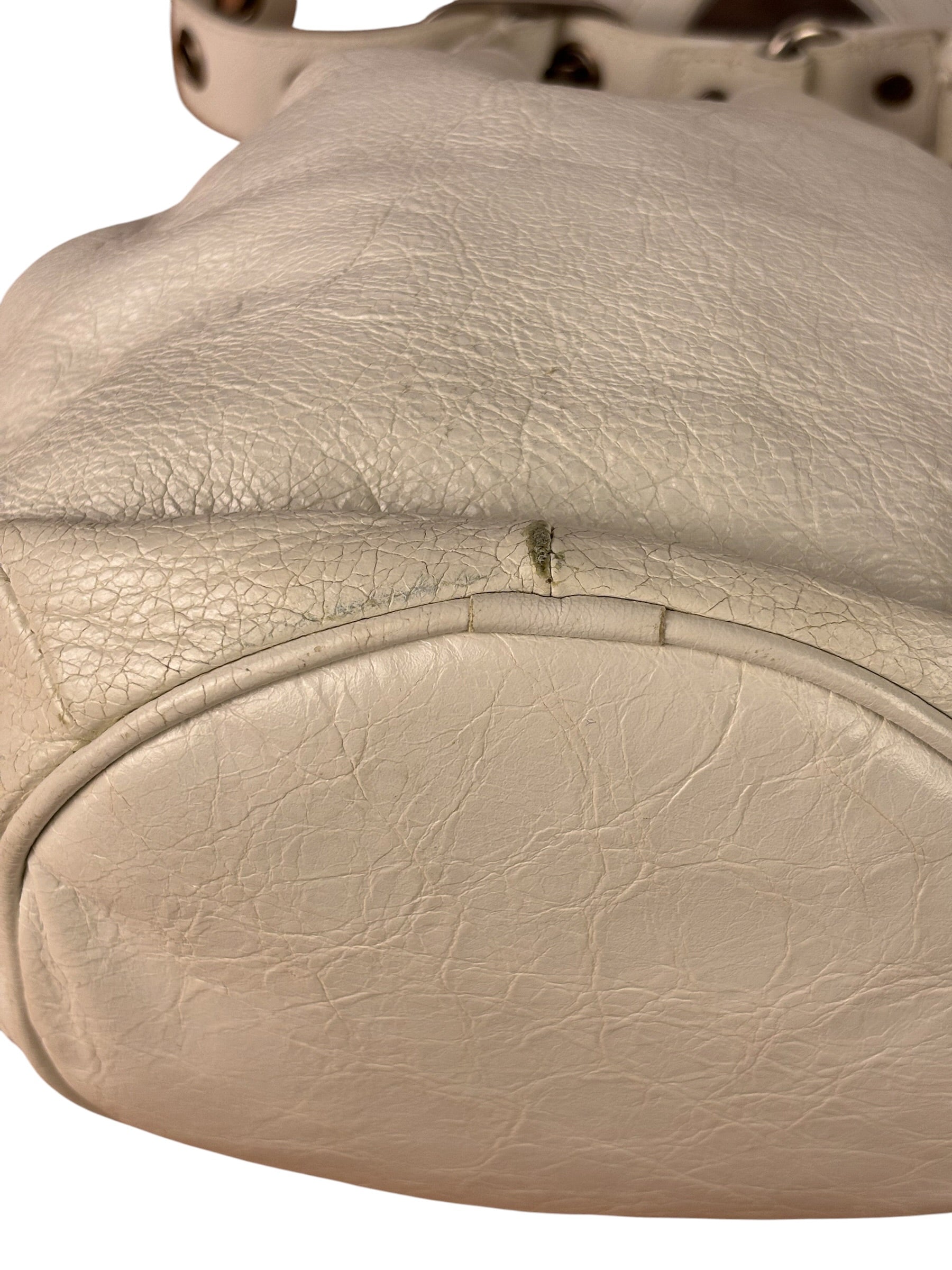 Balenciaga White Leather Le Cagole Bucket Shoulder Bag