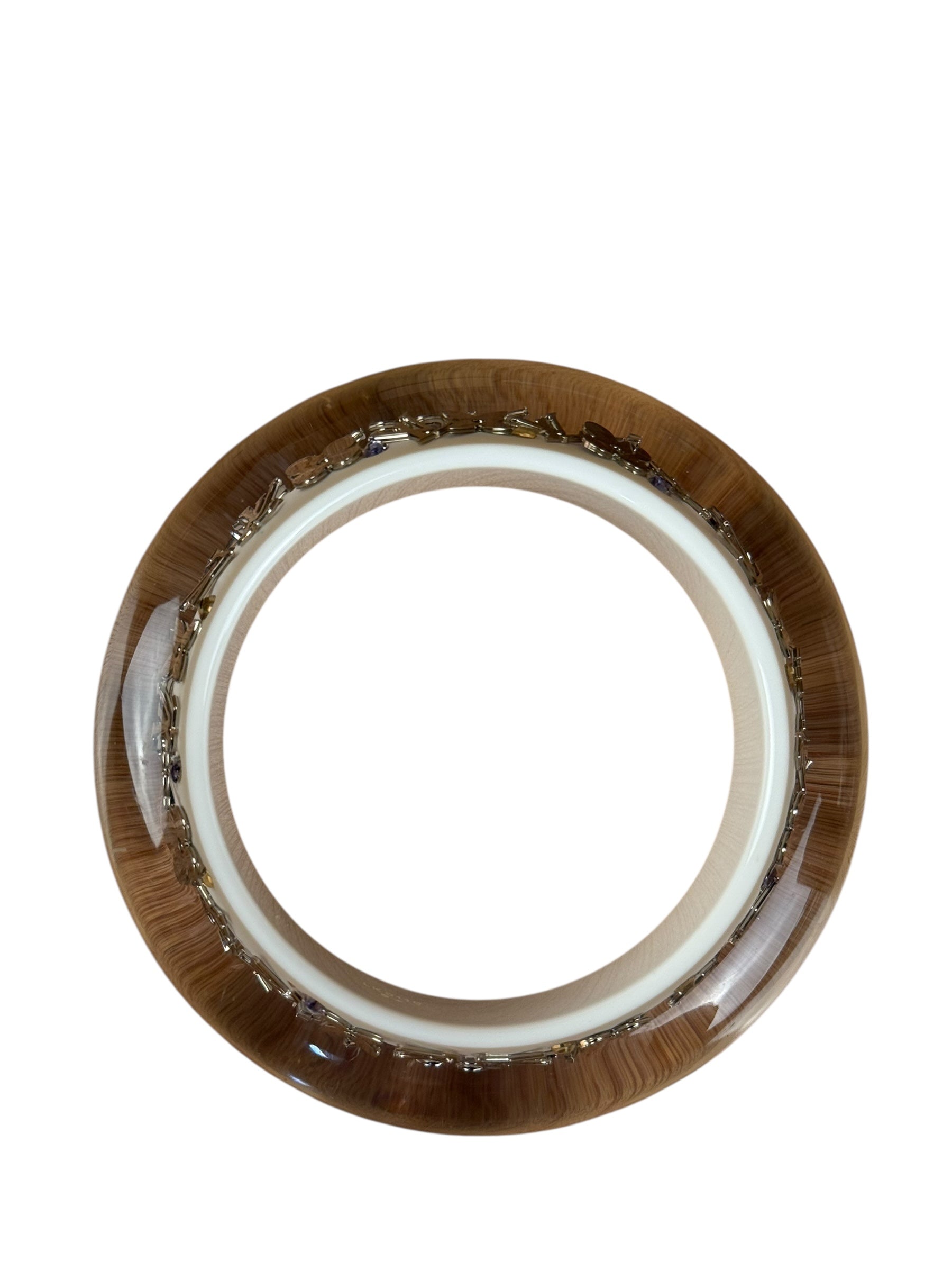 Louis Vuitton Inclusion Bangle Bracelet Silver Resin