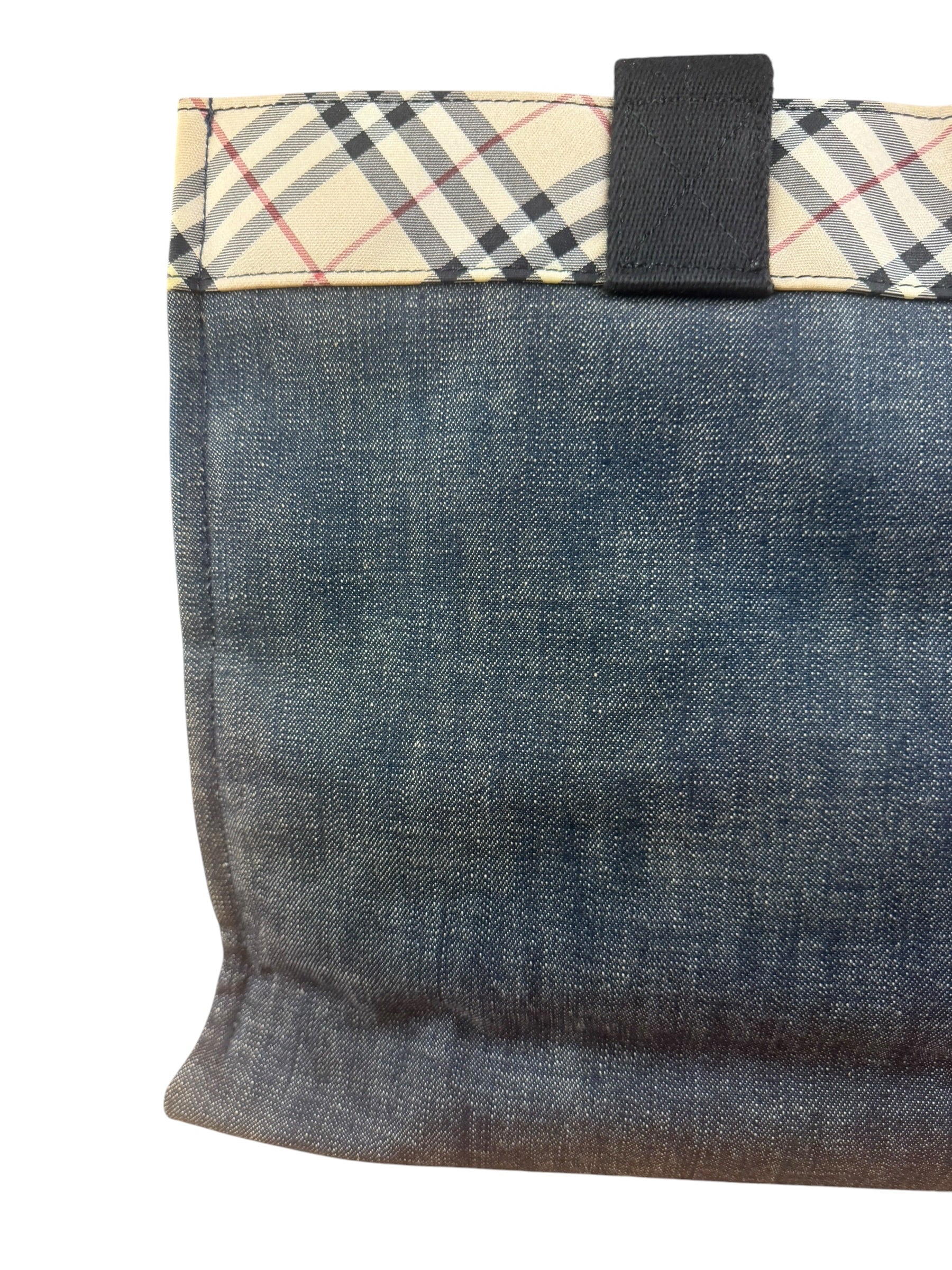 Burberry Vintage Blue Label Denim Nova Check Tote Bag