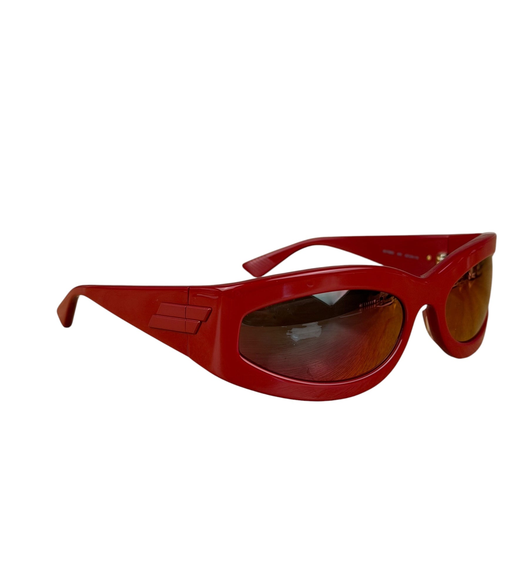 Bottega Veneta Red Shield Frame Sunglasses