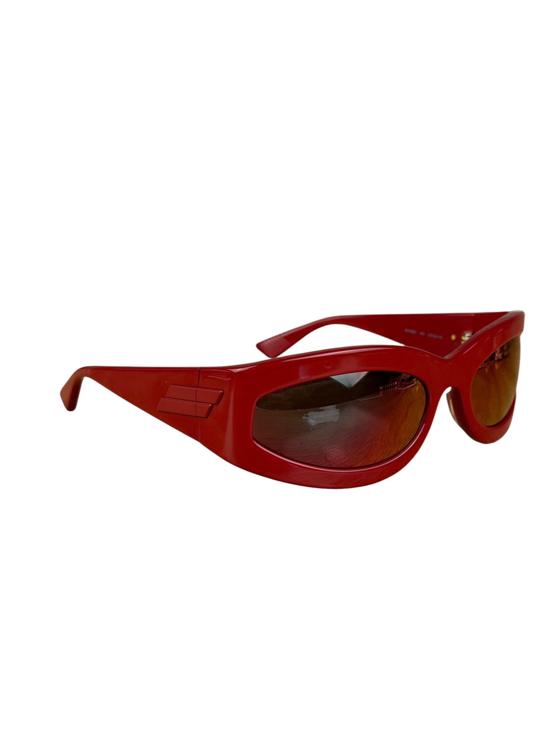 Bottega Veneta Red Shield Frame Sunglasses