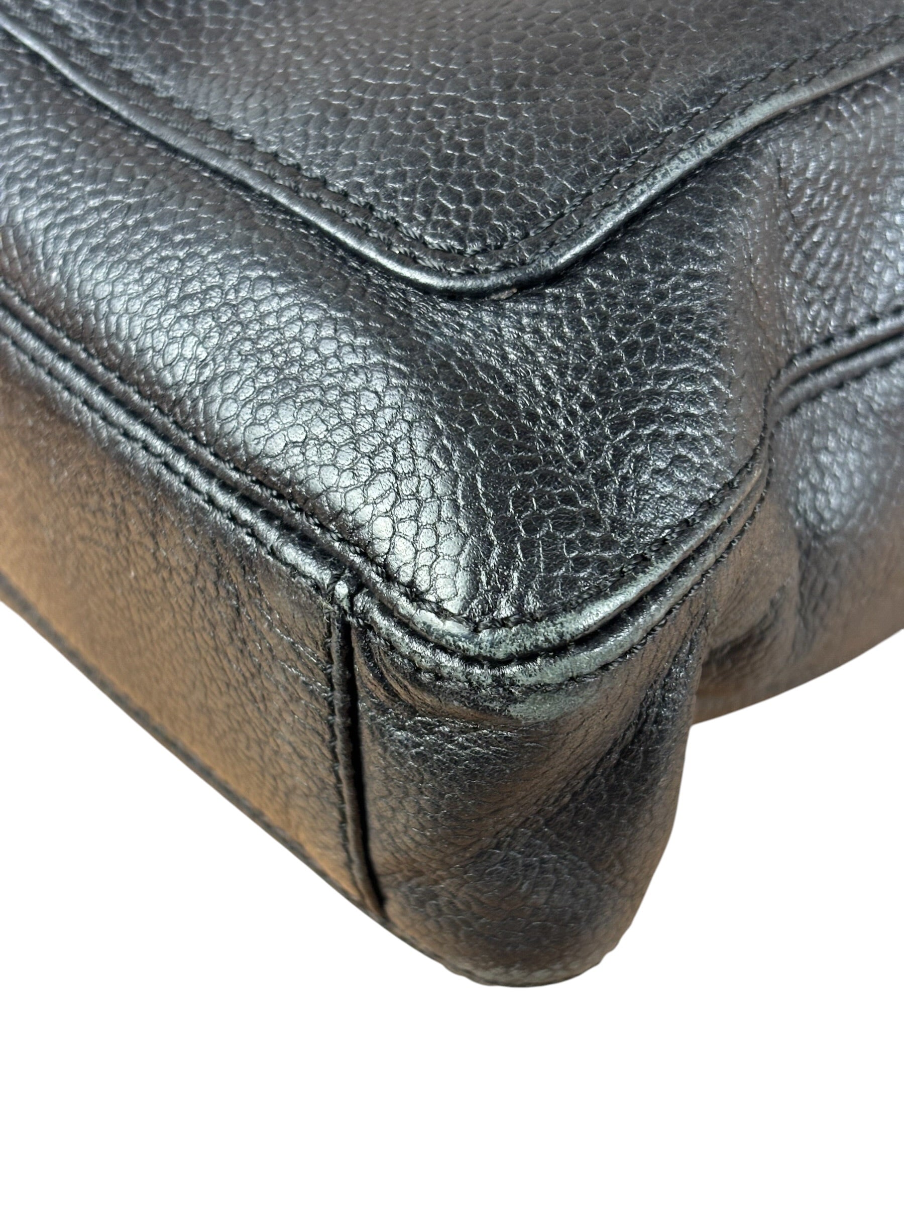 Chanel Vintage Black Leather Zip Shoulder Bag - 1998
