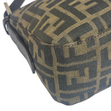 Fendi Brown Leather Trim Baguette