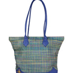 Vivienne Westwood Blue/Green Woven Plaid Saturn Shoulder Bag