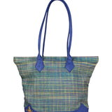 Vivienne Westwood Blue/Green Woven Plaid Saturn Shoulder Bag
