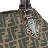Fendi Vintage Brown Leather Trim Zucca De Jour Media Tote
