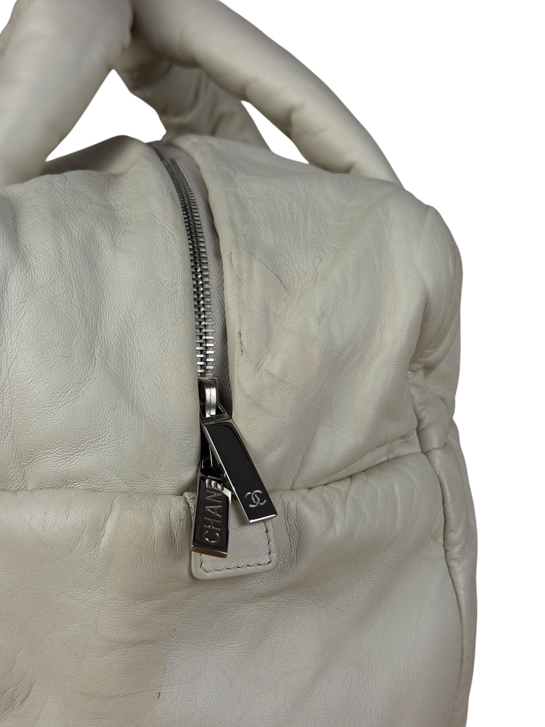 Chanel Coco Cocoon Ivory Puff Leather Boston Handbag 2009