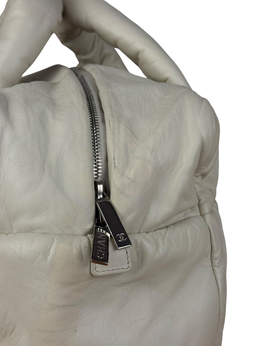 Chanel Coco Cocoon Ivory Puff Leather Boston Handbag 2009