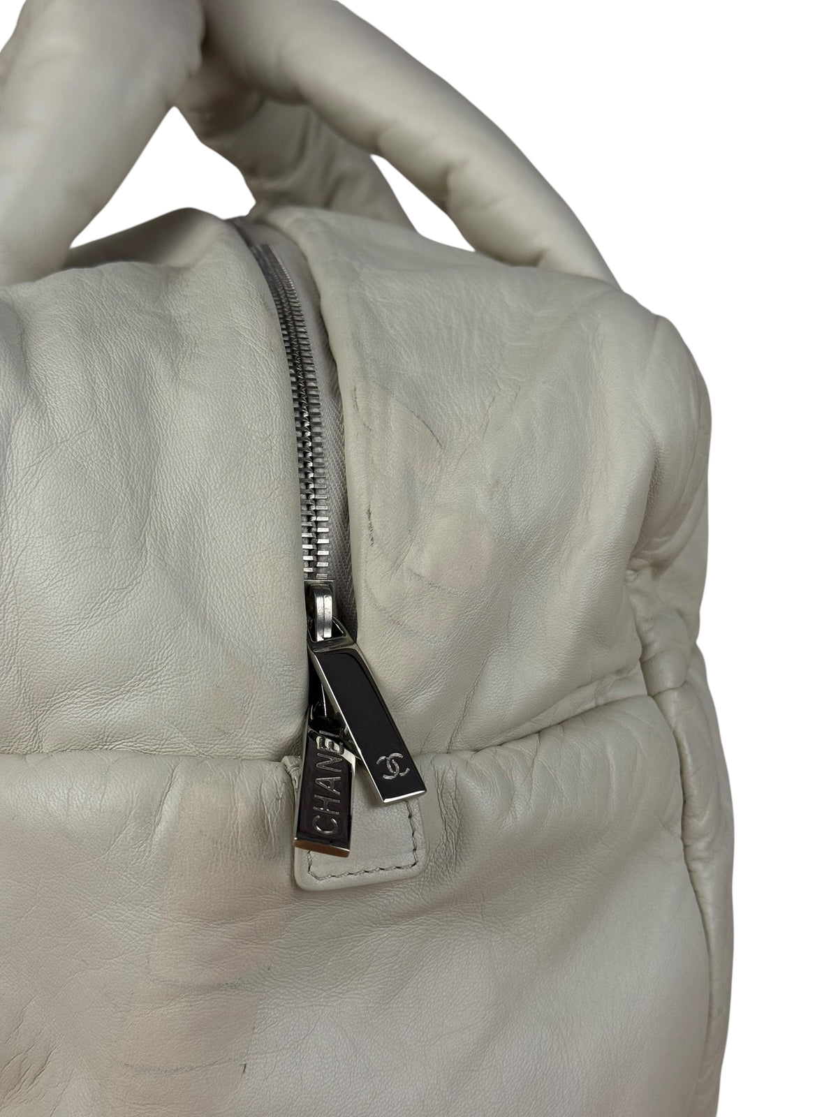 Chanel Coco Cocoon Ivory Puff Leather Boston Handbag 2009