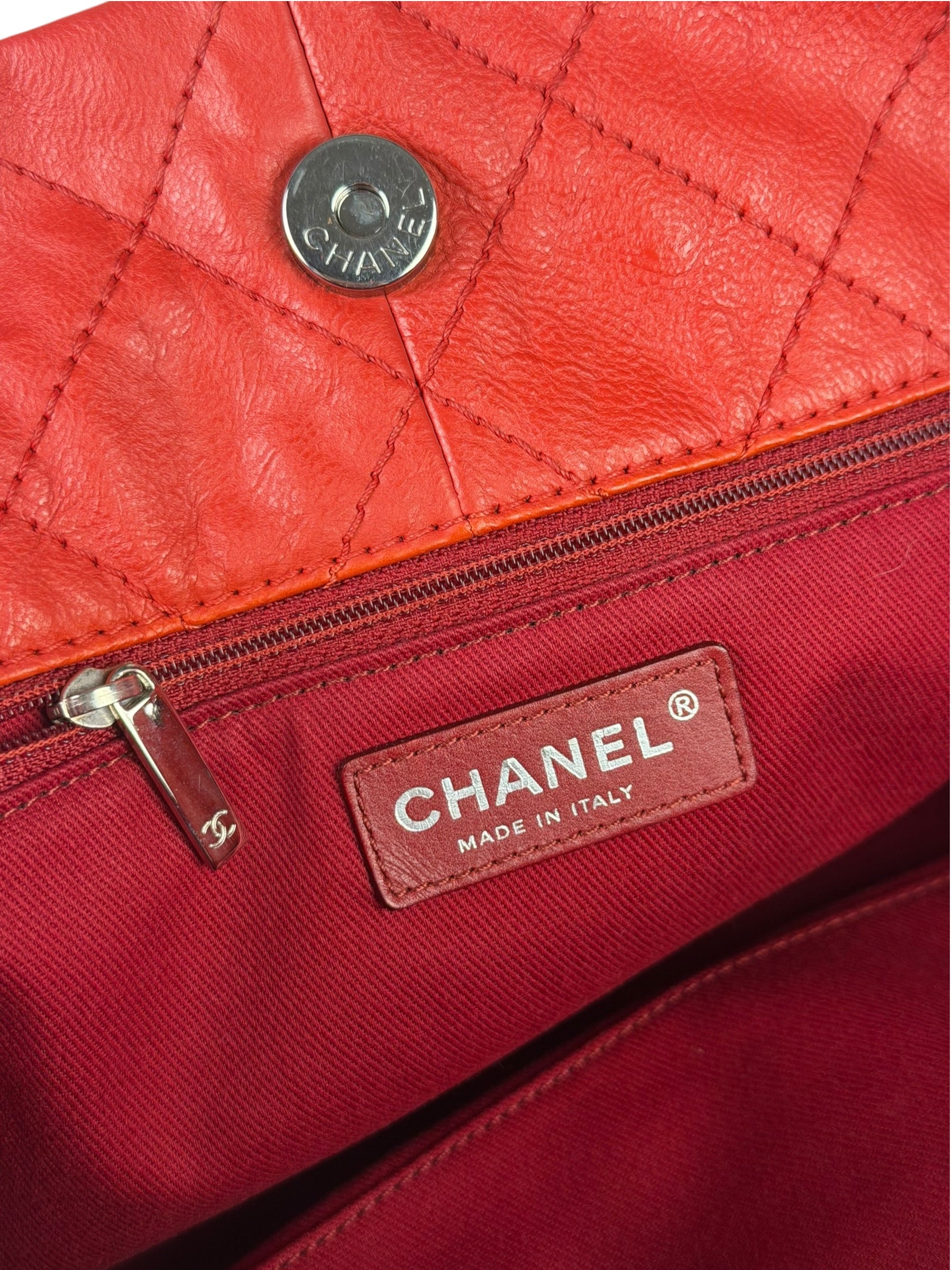Chanel Red Quilted Leather Natural Beauty Chain Tote 2010