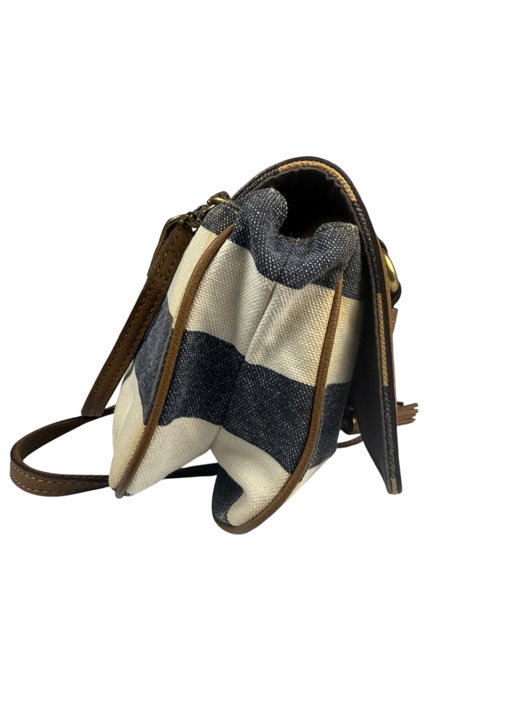 Burberrry Multicolor Leather Trim Striped Crossbody Bag