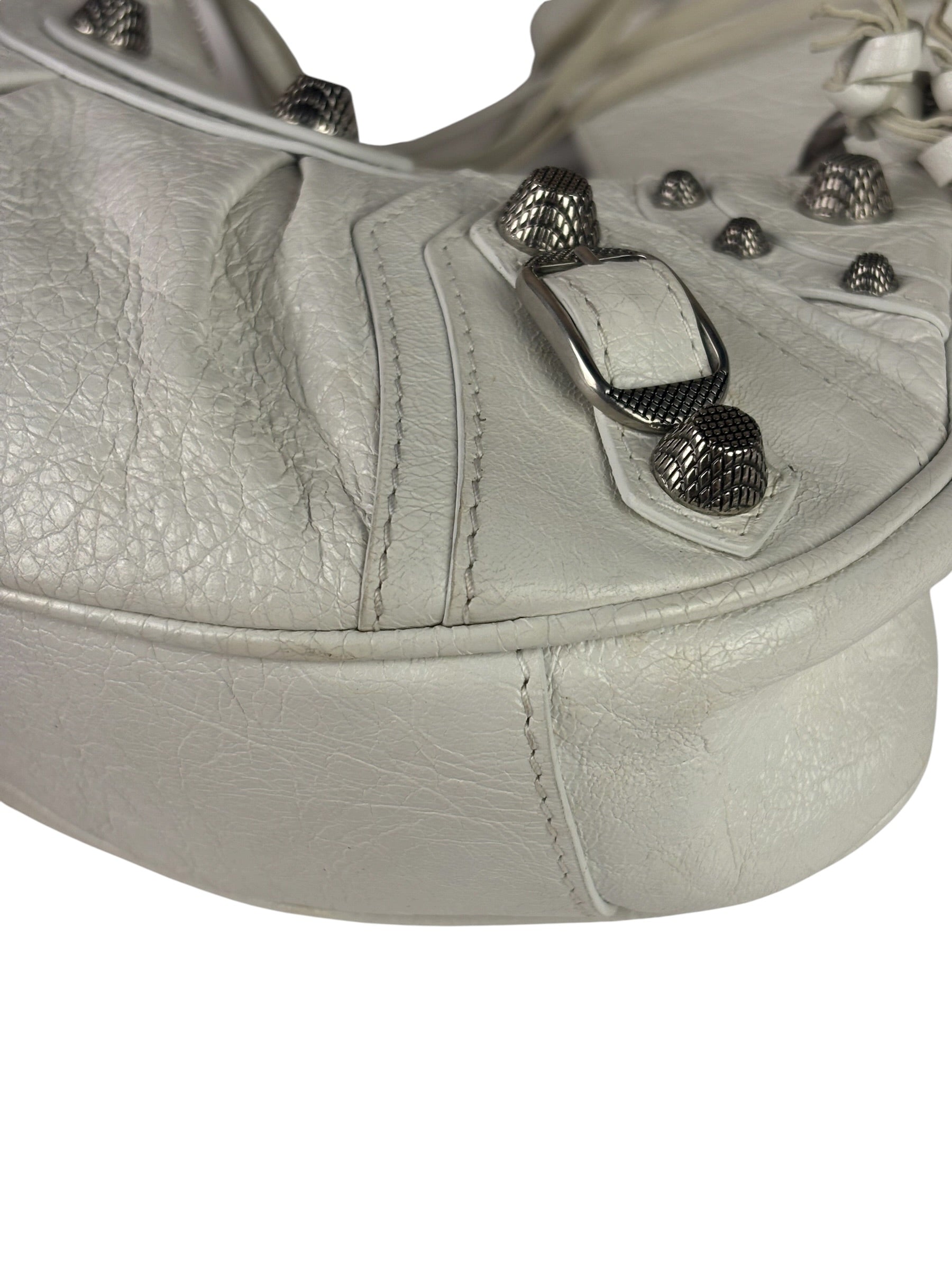 Balenciaga White Lambskin Le Cagole Shoulder Bag