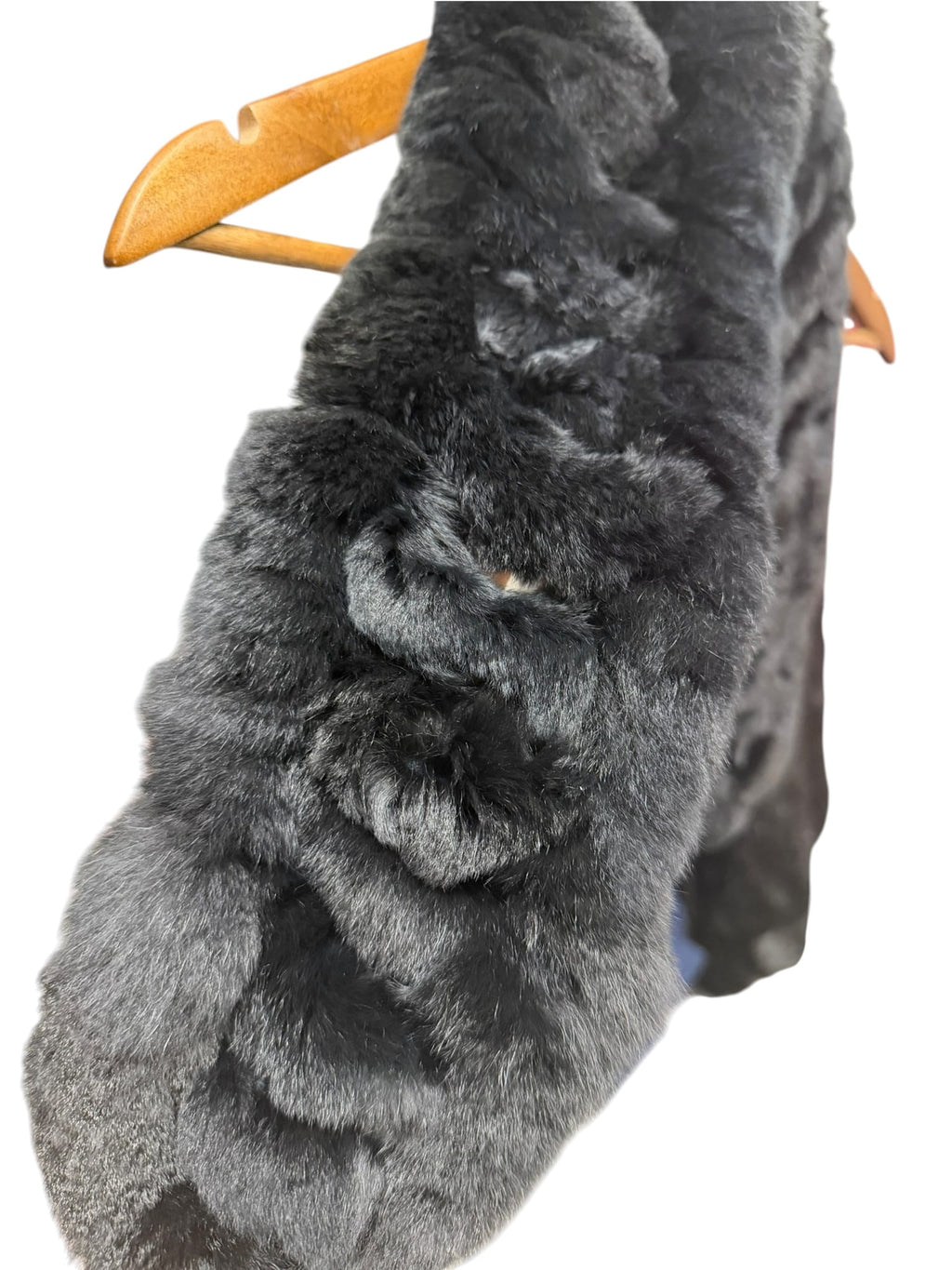 Vintage Black Lattice-Knotted Rabbit Fur Stole/Shawl