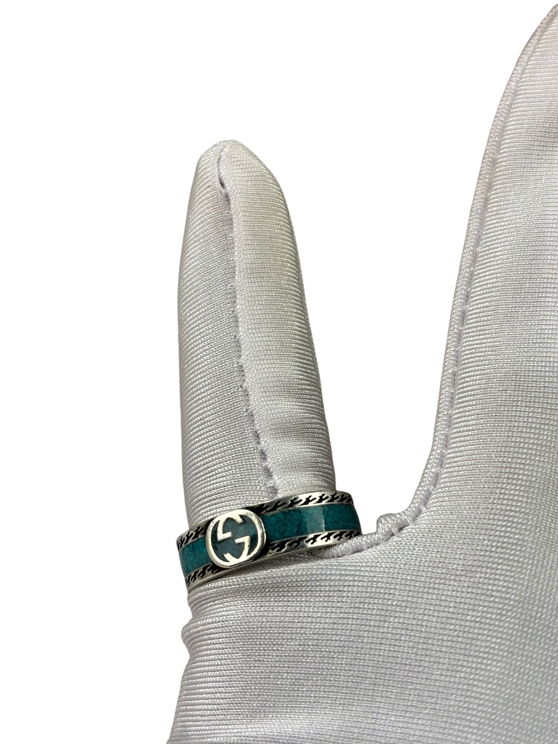 Gucci SS Silver & Turquoise Enamel Band Ring