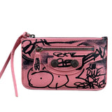 Balenciaga Pink Grafitti Le City Zip Wallet