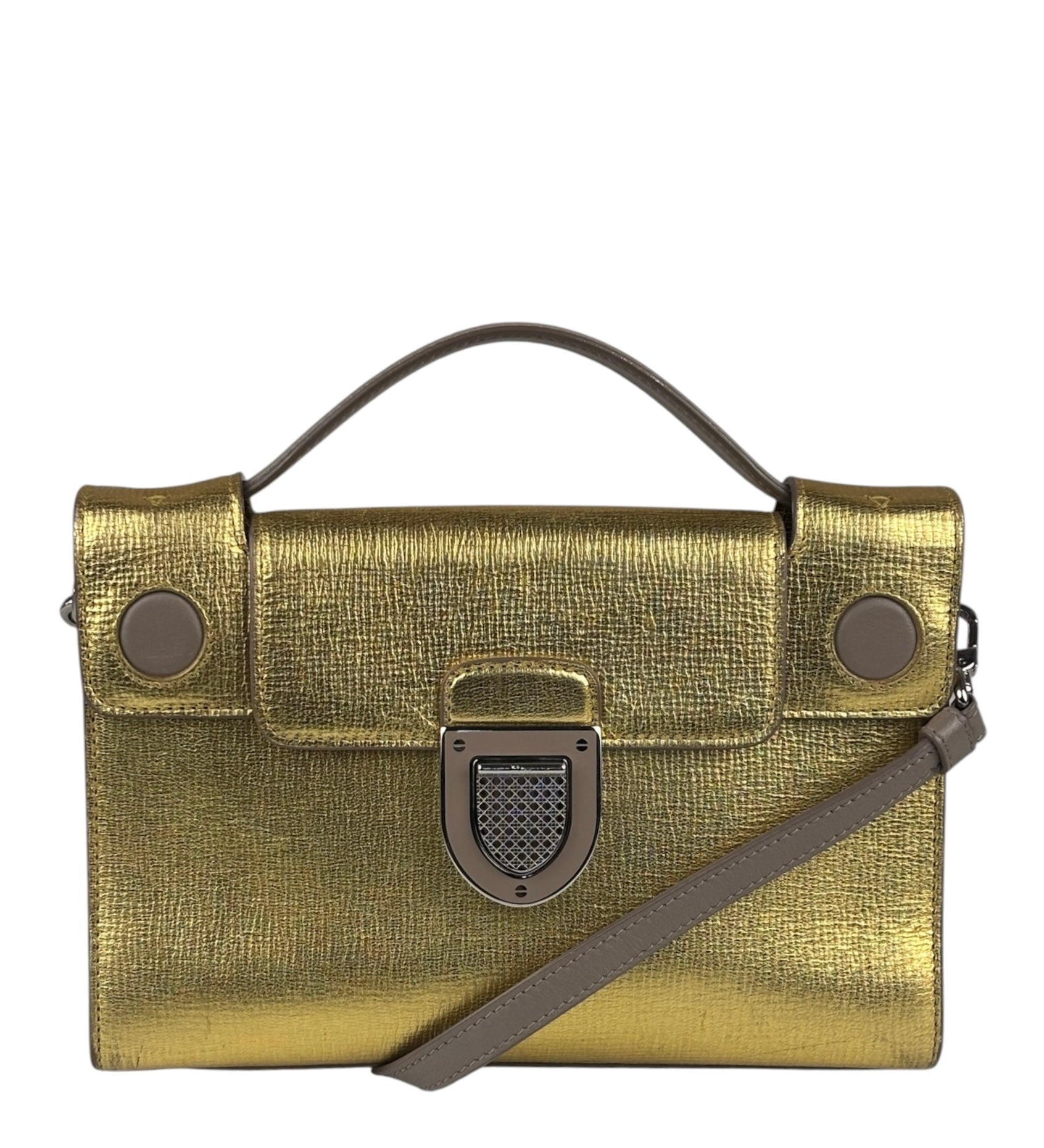 Christian Dior Gold/Metallic Leather Diorever Shoulder Bag