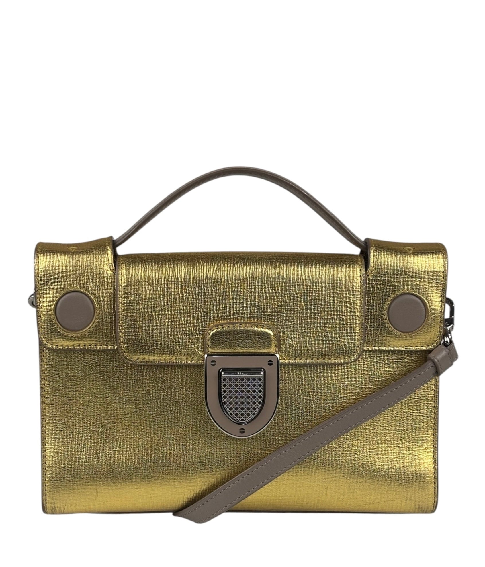 Christian Dior Gold/Metallic Leather Diorever Shoulder Bag