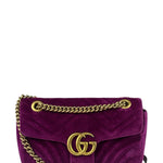 Gucci Magenta Velvet Marmont Matelasse Shoulder Bag
