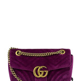 Gucci Magenta Velvet Marmont Matelasse Shoulder Bag