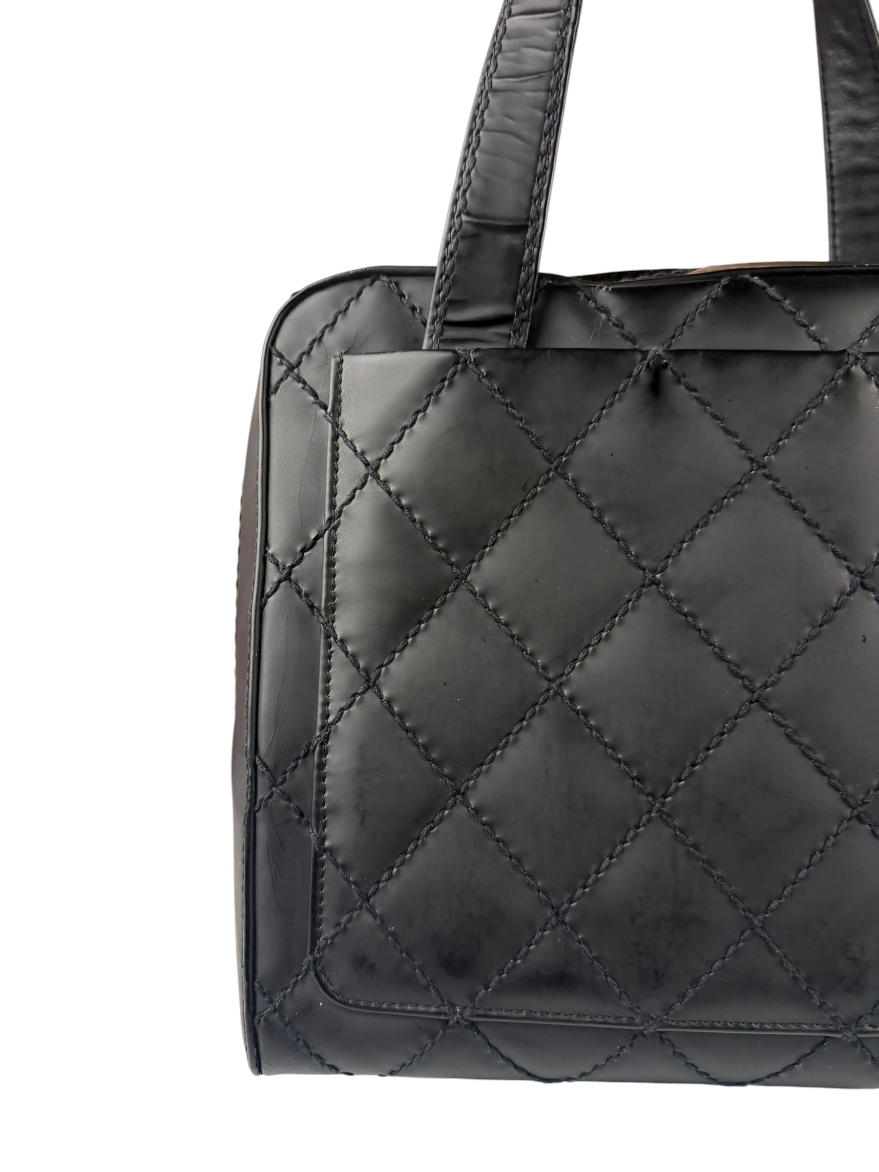 Chanel Black Leather Wild Stitch Tote Bag 2002