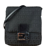 Fendi Black Zucchino Messenger Crossbody Bag