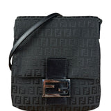 Fendi Black Zucchino Messenger Crossbody Bag