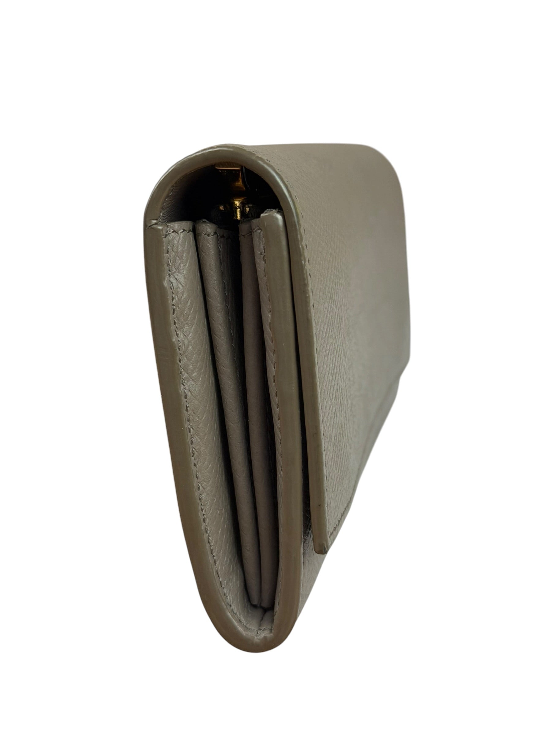 Celine Grey Leather Long Flap Wallet