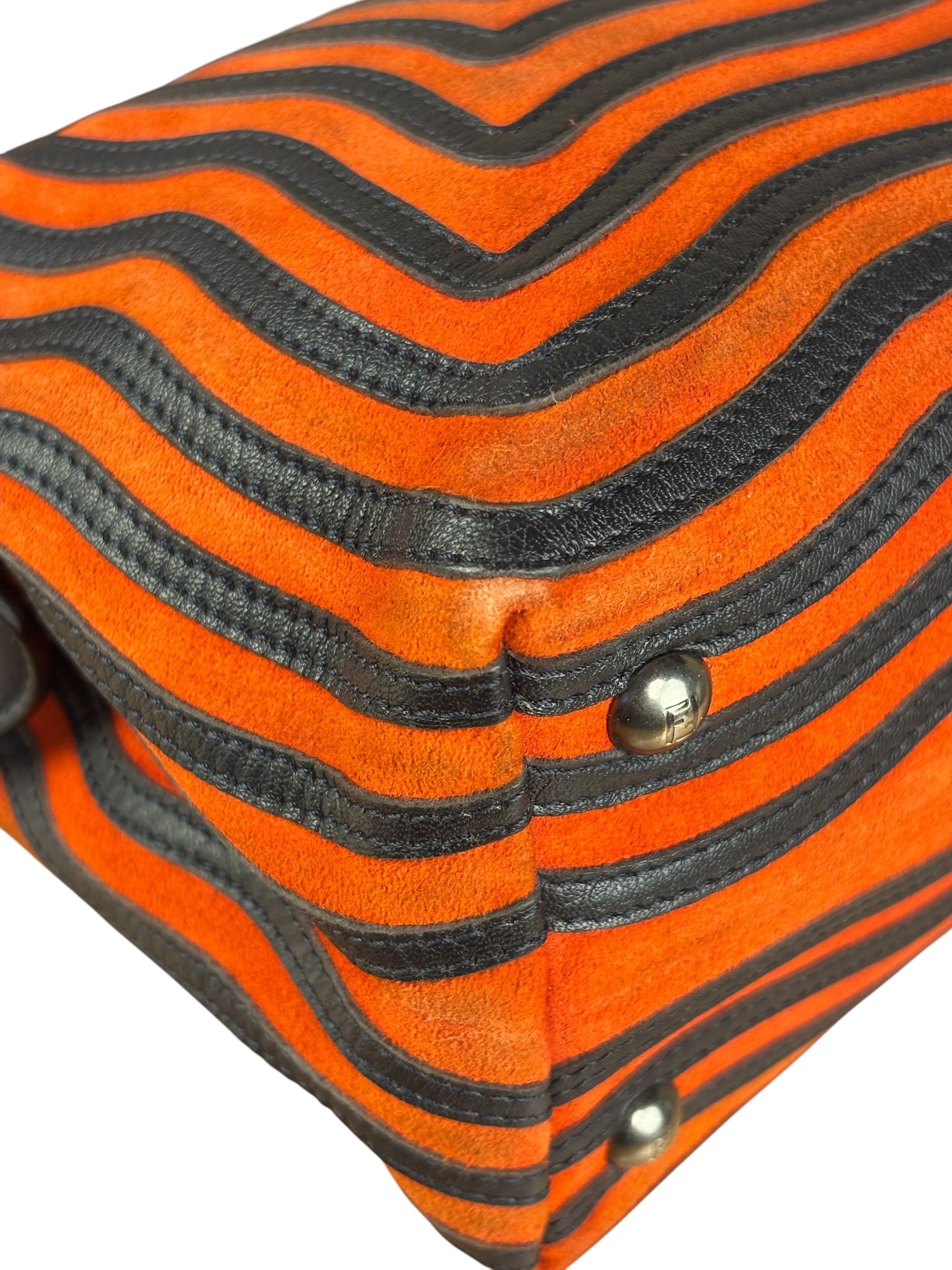 Fendi DotCom Click Striped Hypnotic Suede 2 Way