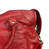 Balenciaga Red Leather Moto City Shoulder Bag Medium