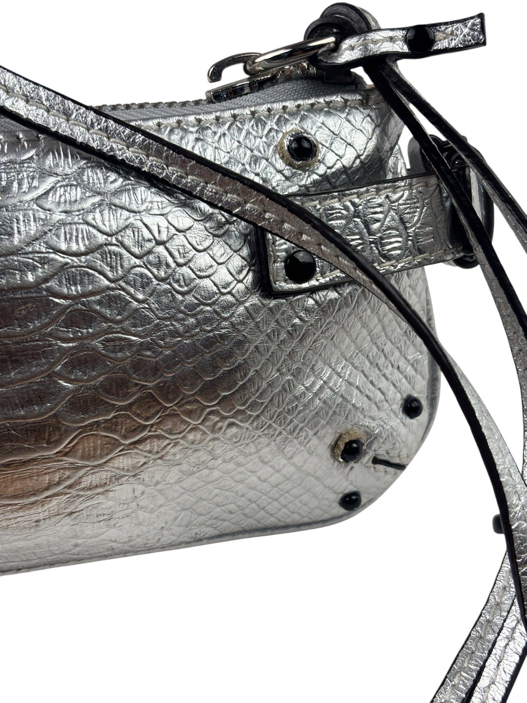 Chloe Metallic Silver Leather Paddington Pochette
