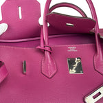 Hermes 2013 Plum Clemence Leather Palladium Birkin 35